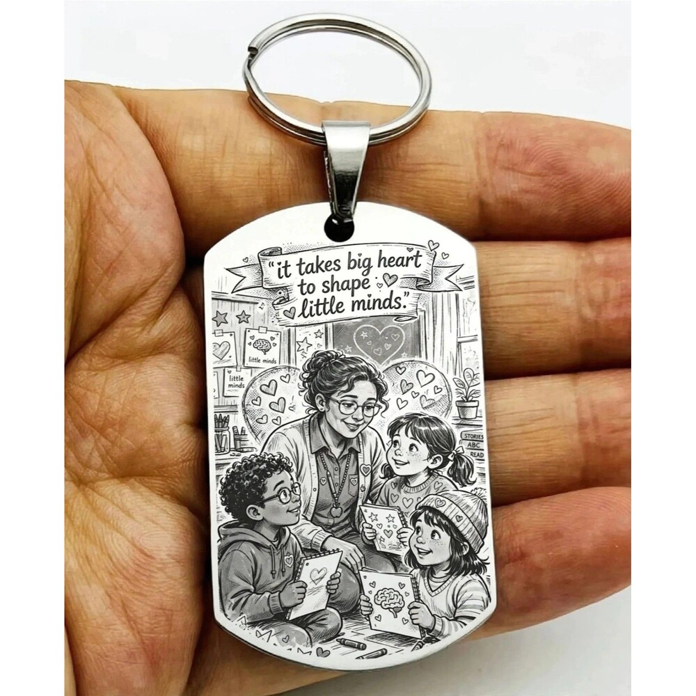 Teacher Student School Love Stainless Keychain Learn Work Kid Children Care